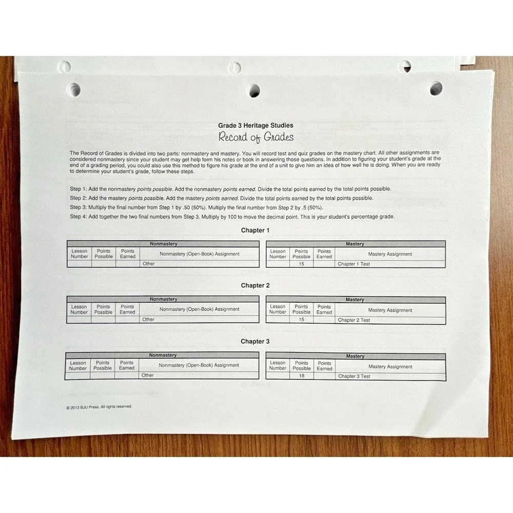BJU Press Heritage Studies Grade‎ 3 Teacher's Guide Student Notebook & Handouts